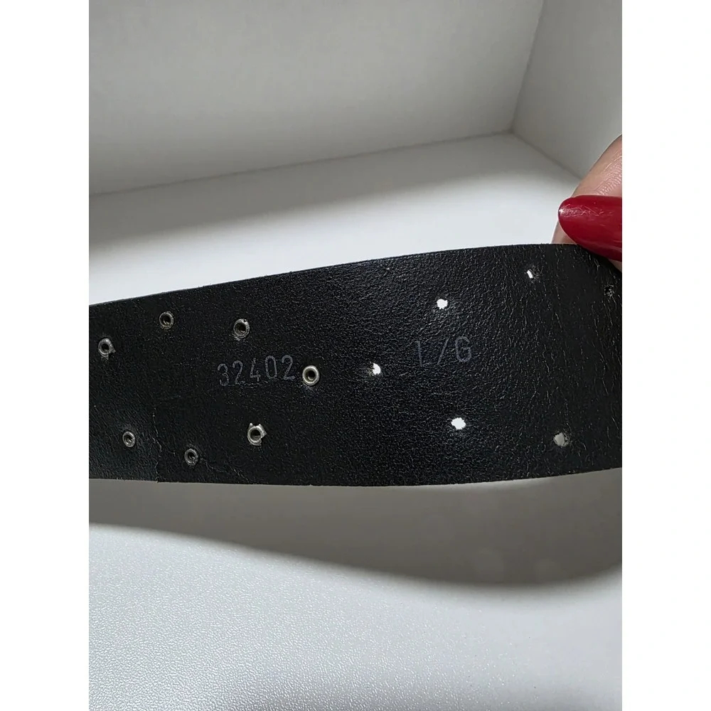 Juliana Italian Leather Black Belt Large Rhinestone Flower Buckle Made in Canada